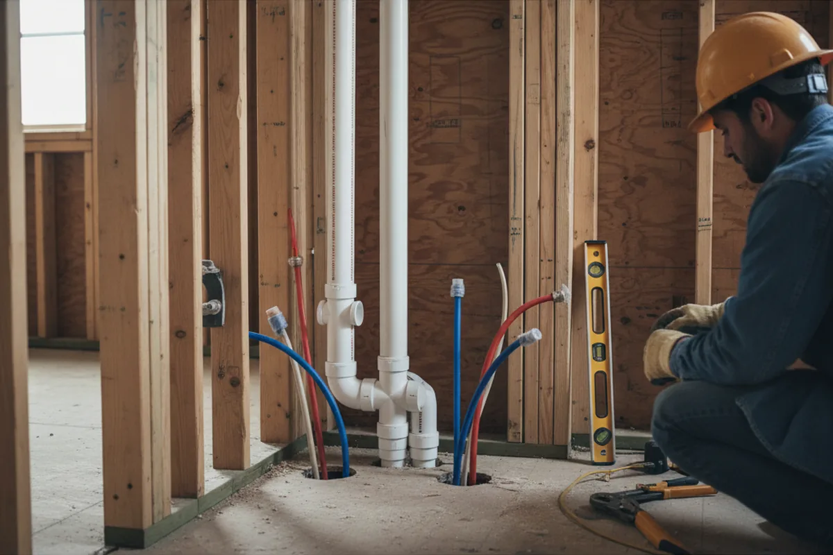 Drain and supply rough-in during Drain Cleaning in Kingsburg