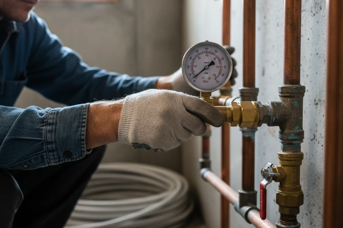 Pressure testing a repaired line during Water Line Repair in Kingsburg